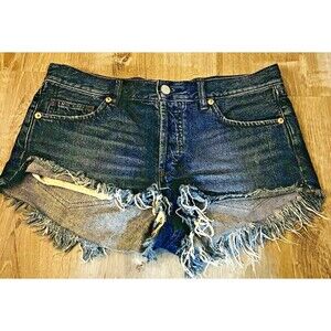 Free People We The Free Cutoff Denim Jean Shorts Size 26‎ boho chic grunge